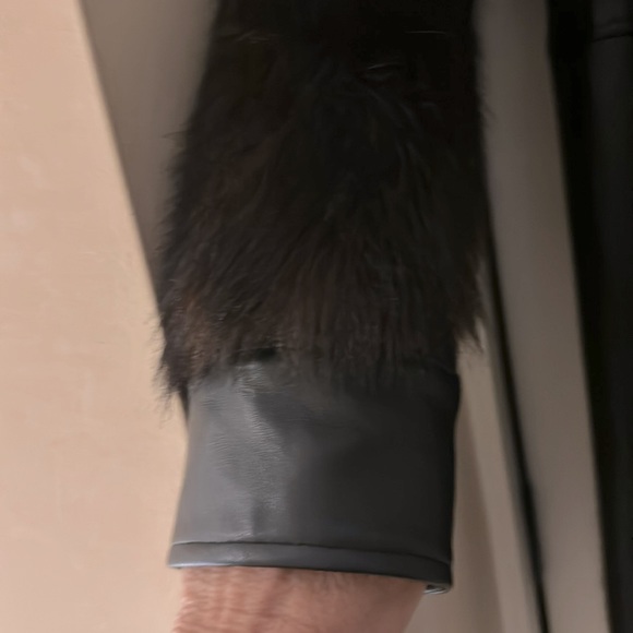 Like New Rachel Zoe real leather faux fur trim coat - Picture 3 of 10